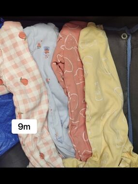 4 Pekkle Sleepers in Peach, Light Blue Smoothie, Cloud Heart and Milk Cookies